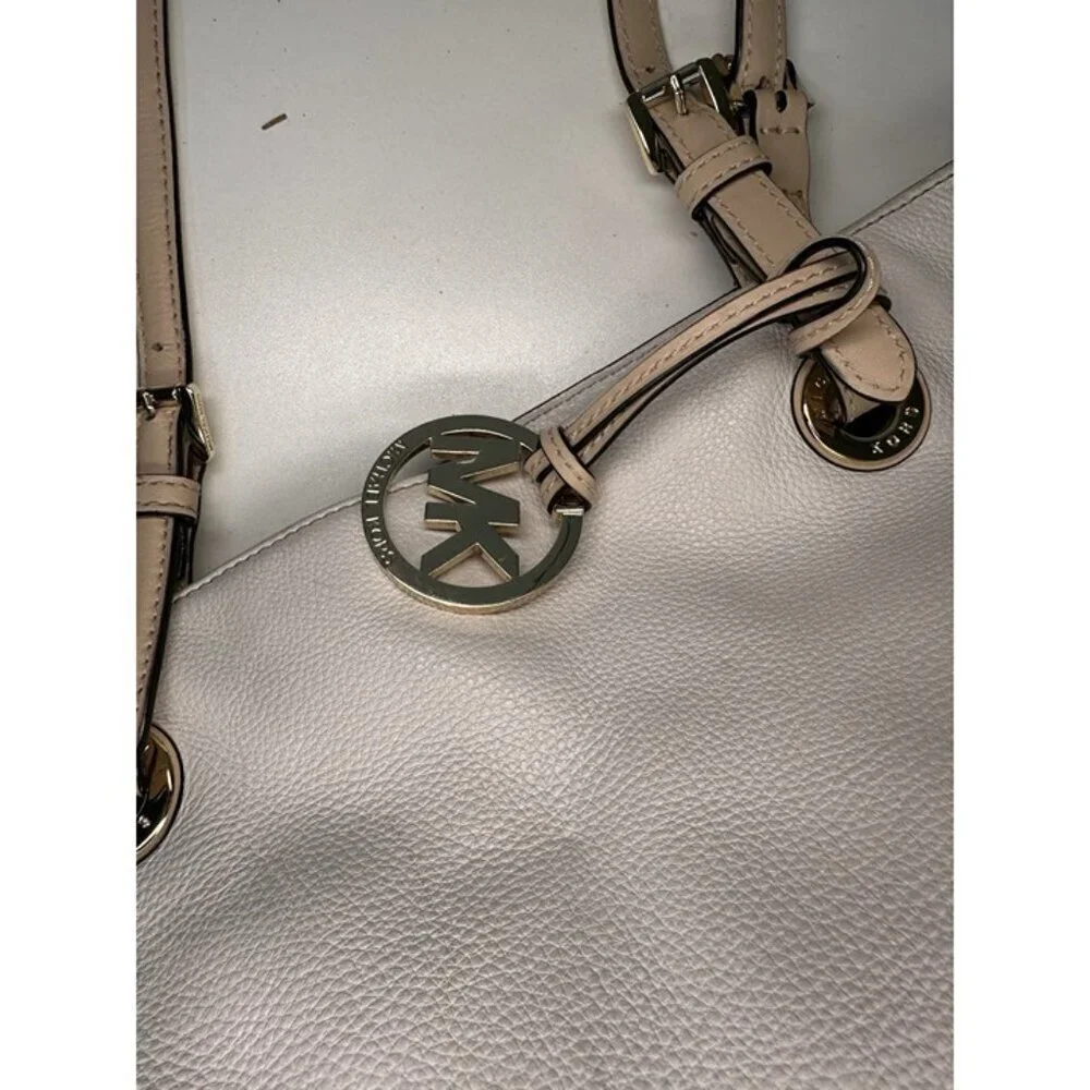 Michael Kors White Pebbled Leather Tote Hand Bag